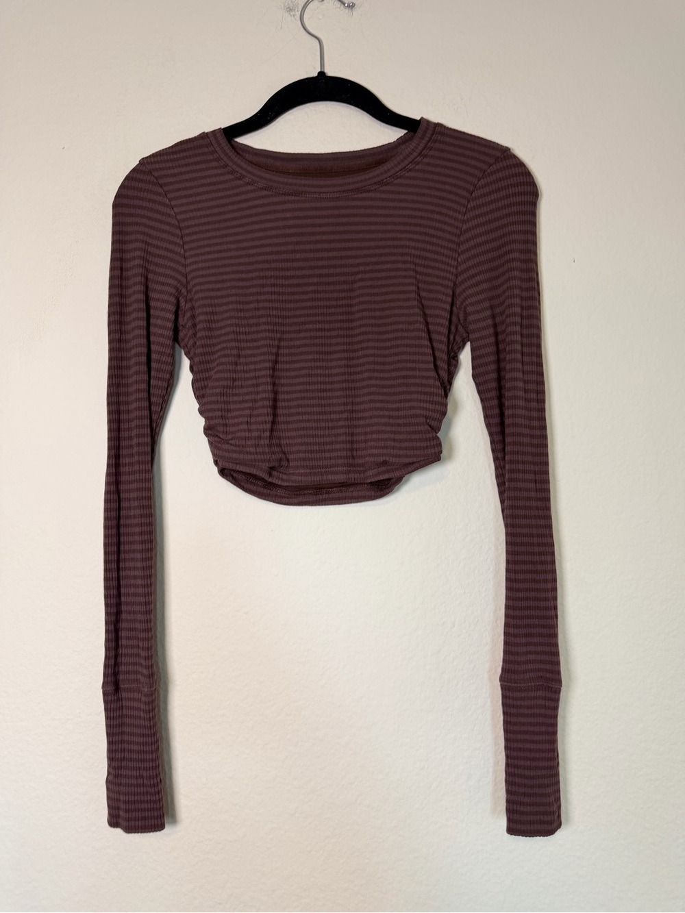 OFFLINE by Aerie Brown Stripe Ruched Crop Top XS - Picture 3 of 9